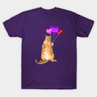 FOR DARK BACKGROUND: Valentine's Day Balloon Cat T-Shirt